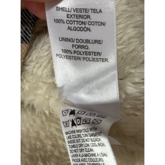 Womens Lucky Brand Gold Yellow Plaid‎ Flannel Sherpa Long Sleeve Shacket Small - Picture 5 of 9